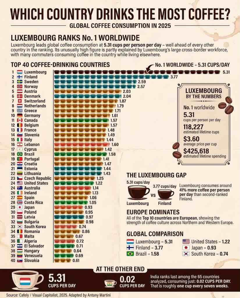 Which Country Drinks the Most Coffee?