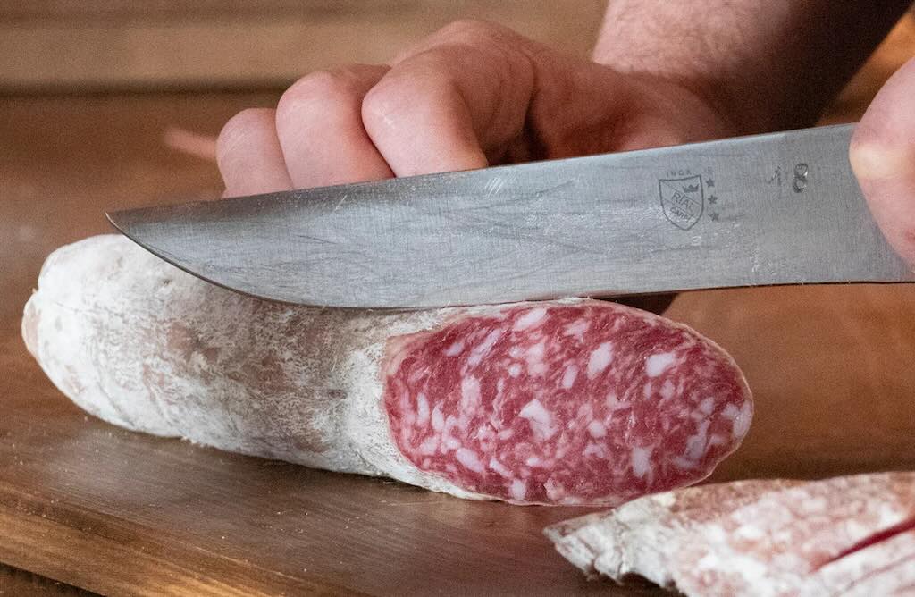 Salame Felino slicing