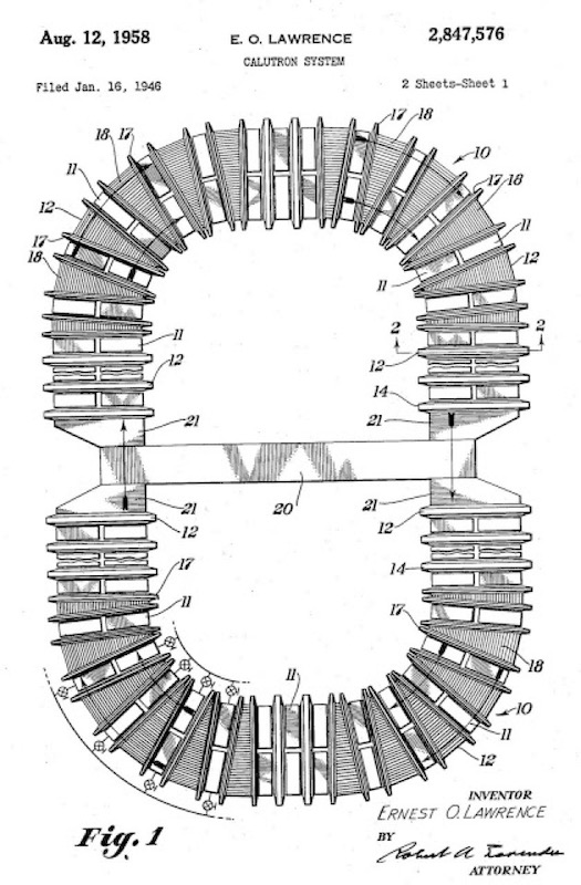 Calutron racetrack patent