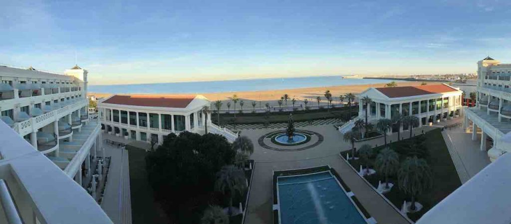 Panorama from our room in Balneario las Arenas in Valencia